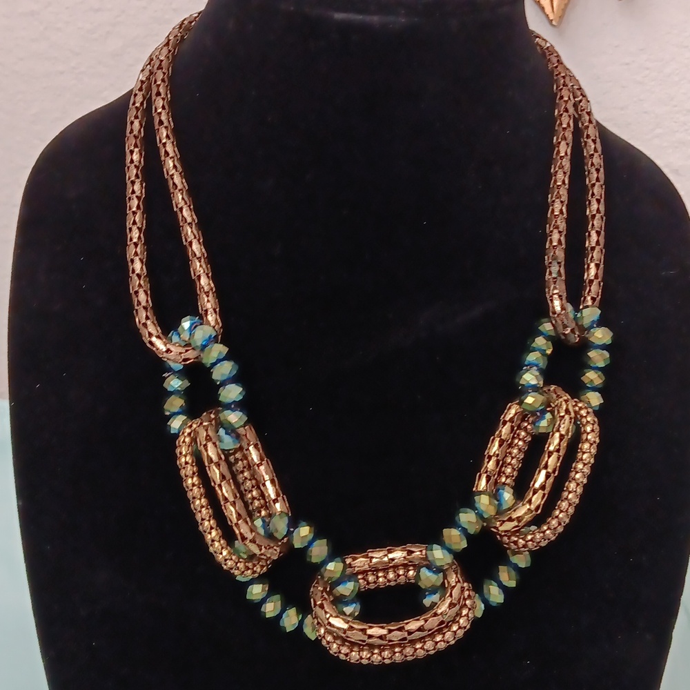 Hematite & Rolled Metal link necklace 24"